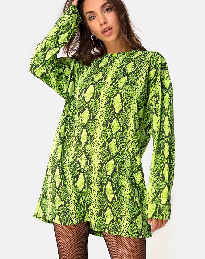 Lotsun - Vestito a maglione in lime serpente