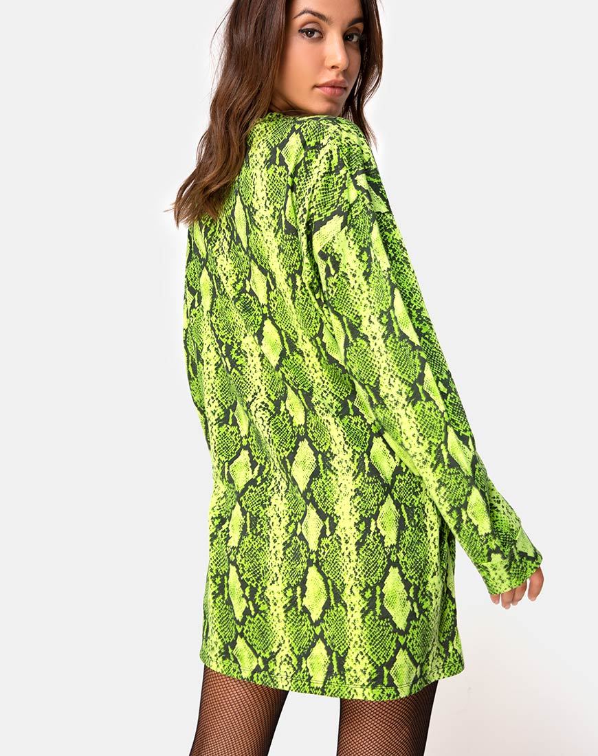 Lotsun - Vestito a maglione in lime serpente
