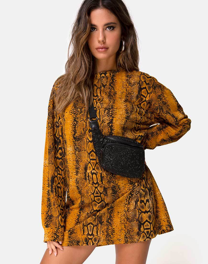 Lotsun - Vestito a maglione in serpente senape