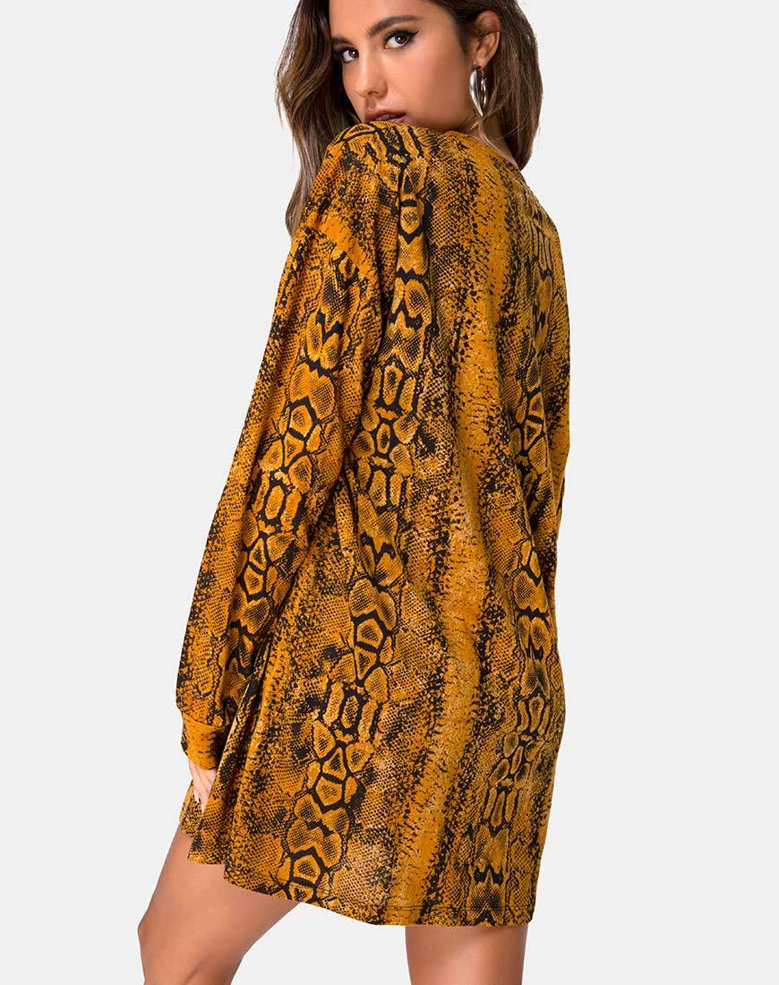 Lotsun - Vestito a maglione in serpente senape