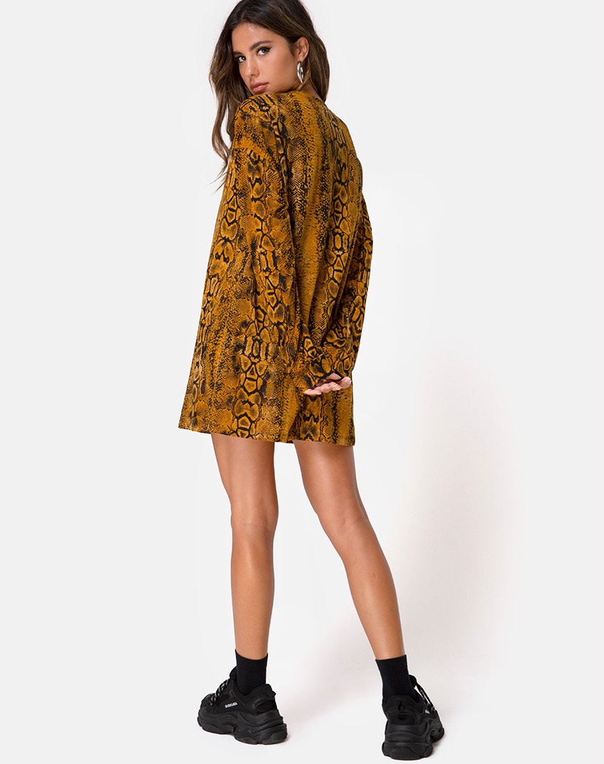 Immagine di Lotsun Abito a maglione in serpente senape