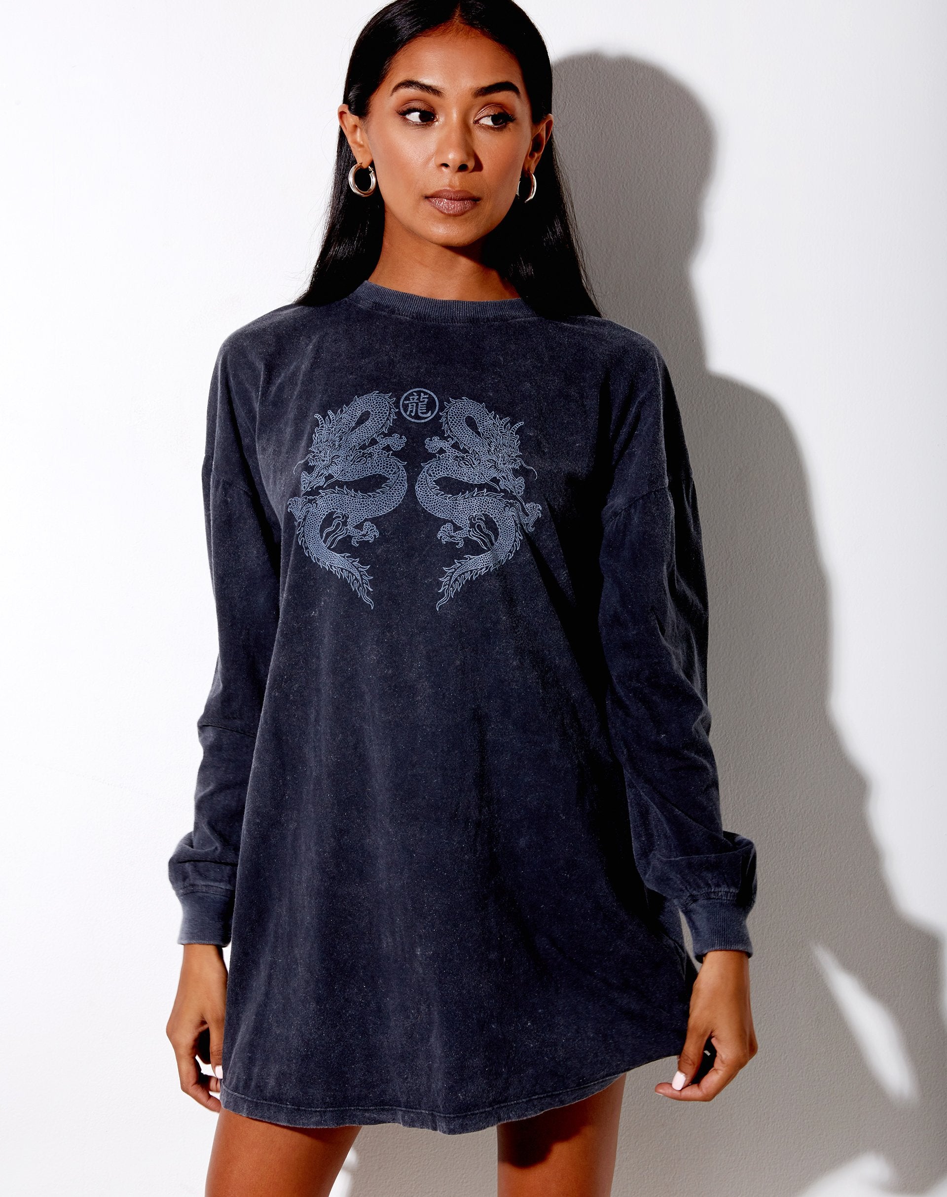 Immagine di Lotsun Felpa in Black Wash Twin Dragon