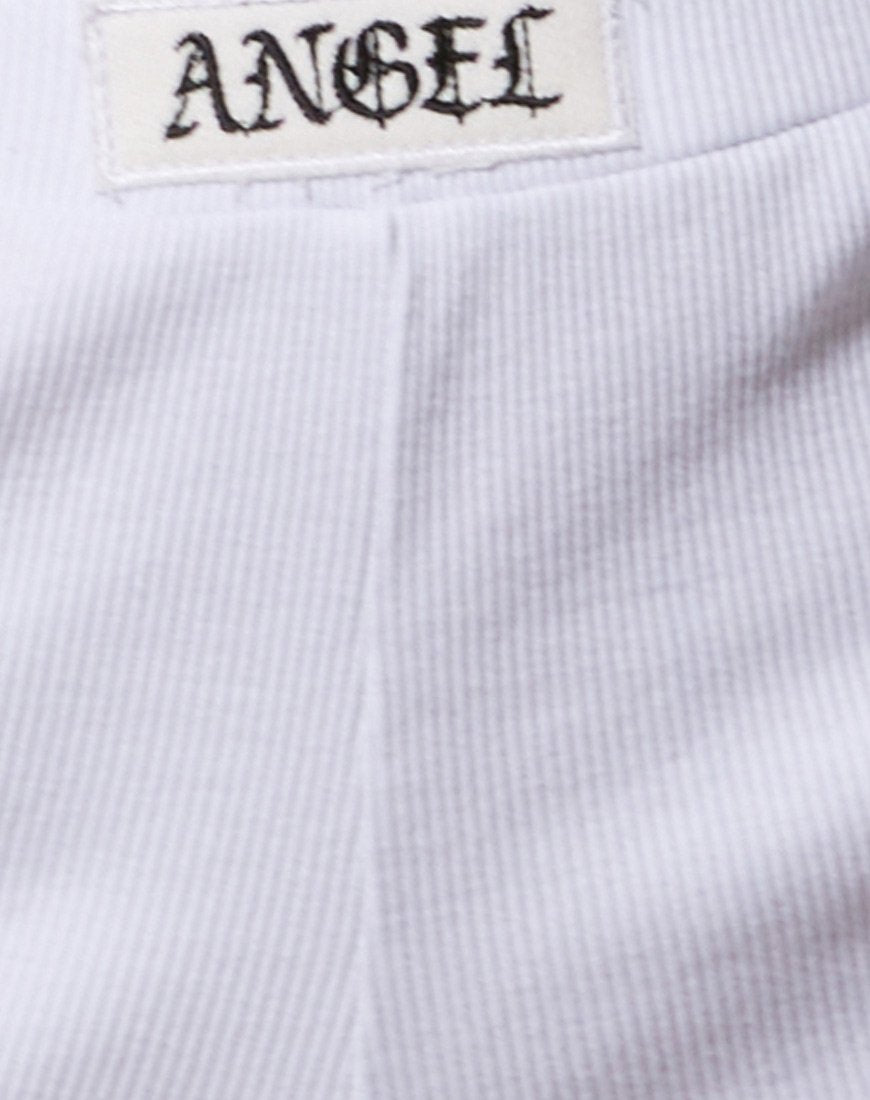 Immagine di Lou Hot Pant in bianco con ricamo a forma di angelo