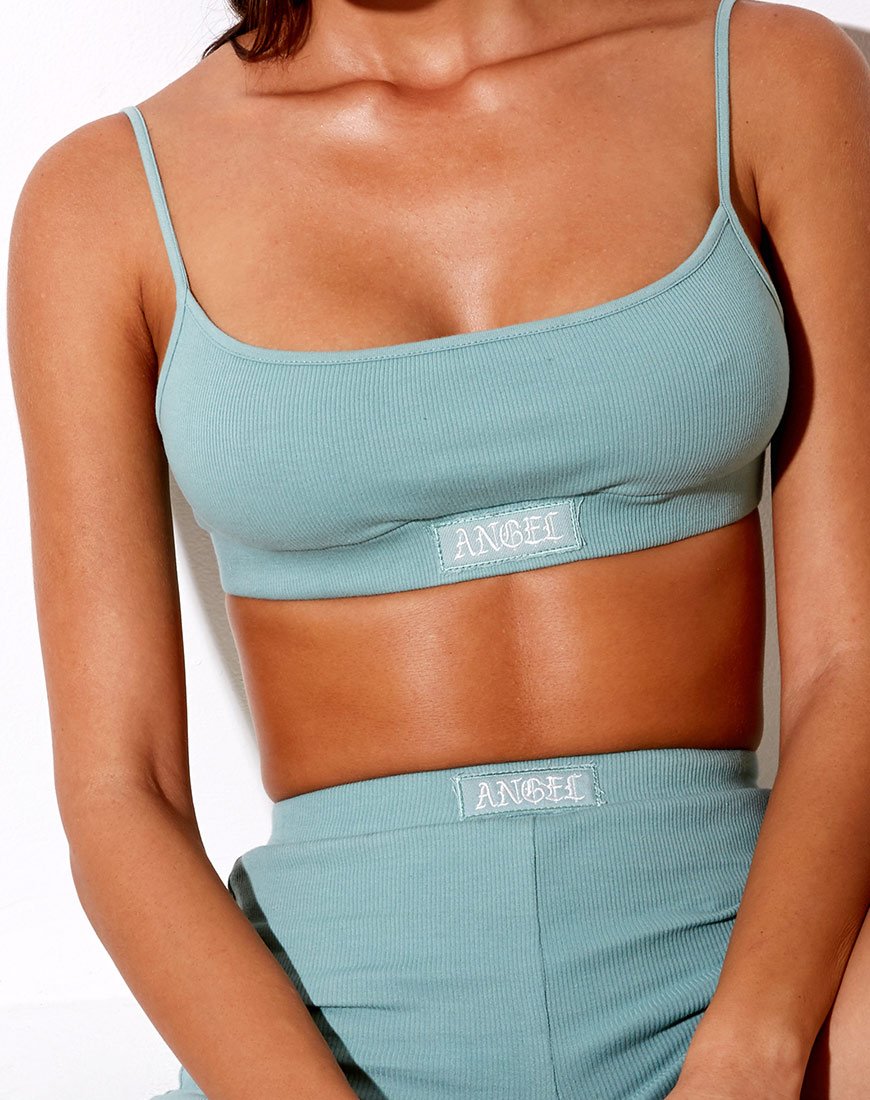 Immagine di Esme Bralet in color verde mare con ricamo a forma di angelo bianco