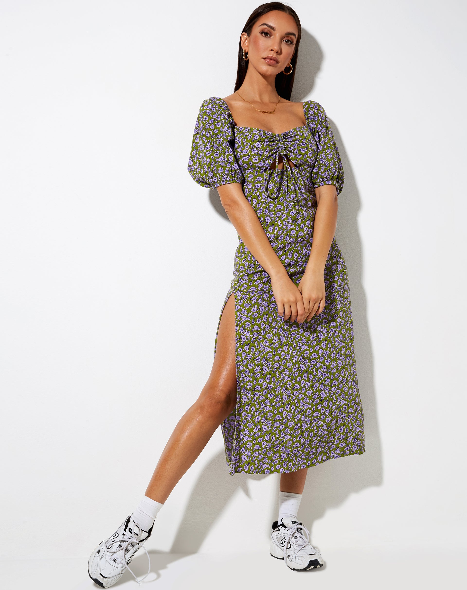 Immagine di Lourgia Midi Dress in Autumn Blossom Khaki