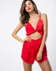 Immagine di Lozay Cutout Playsuit in raso rosso