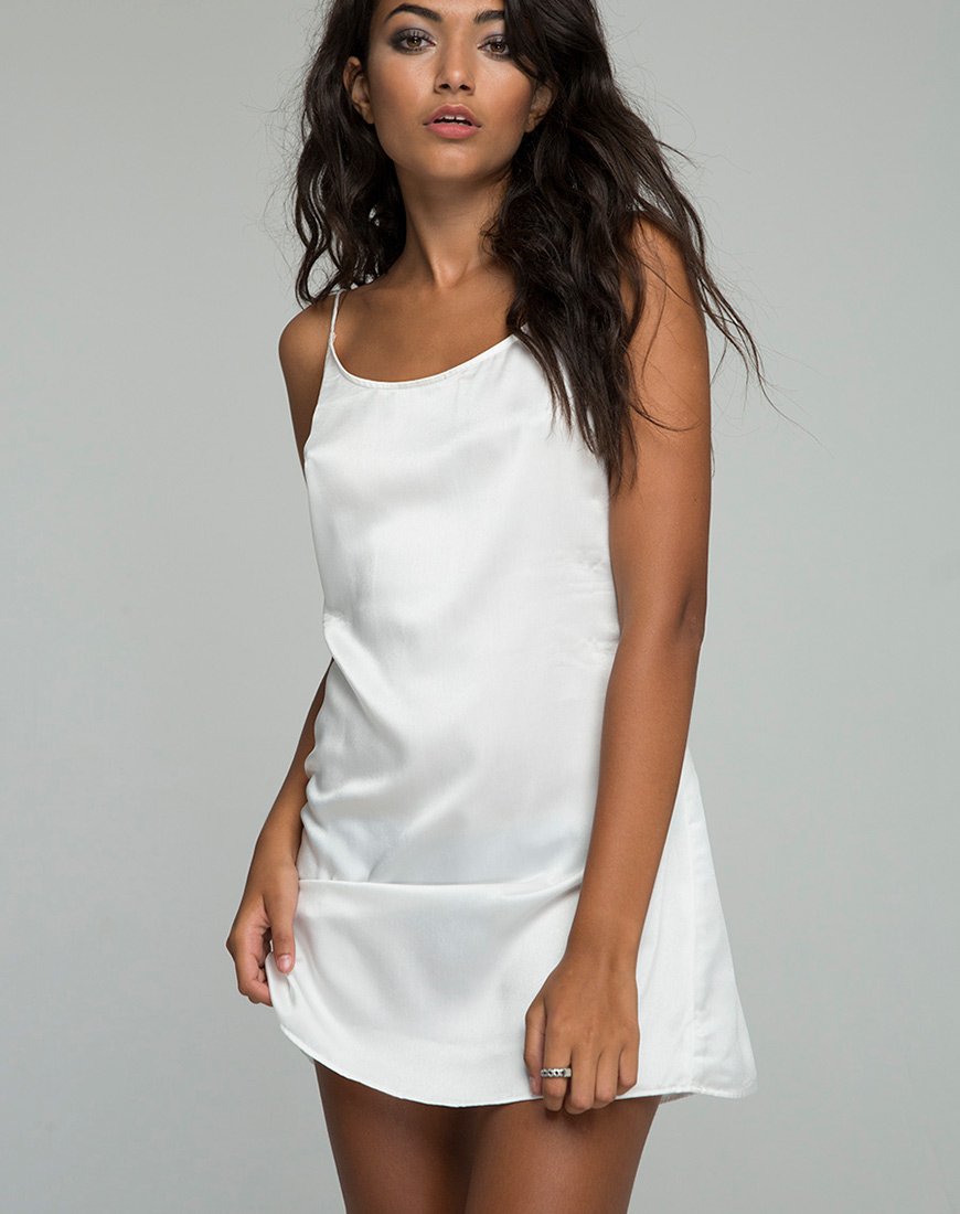 Lucille Slip Dress in raso Bone