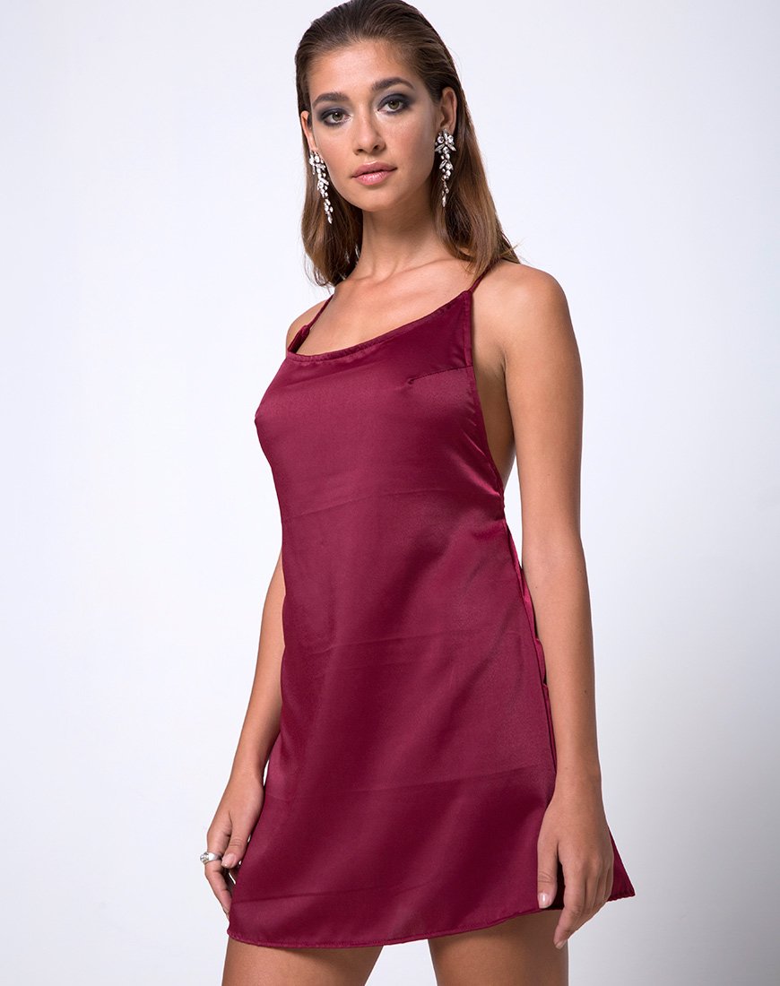 Lucille Slip Dress in borgogna