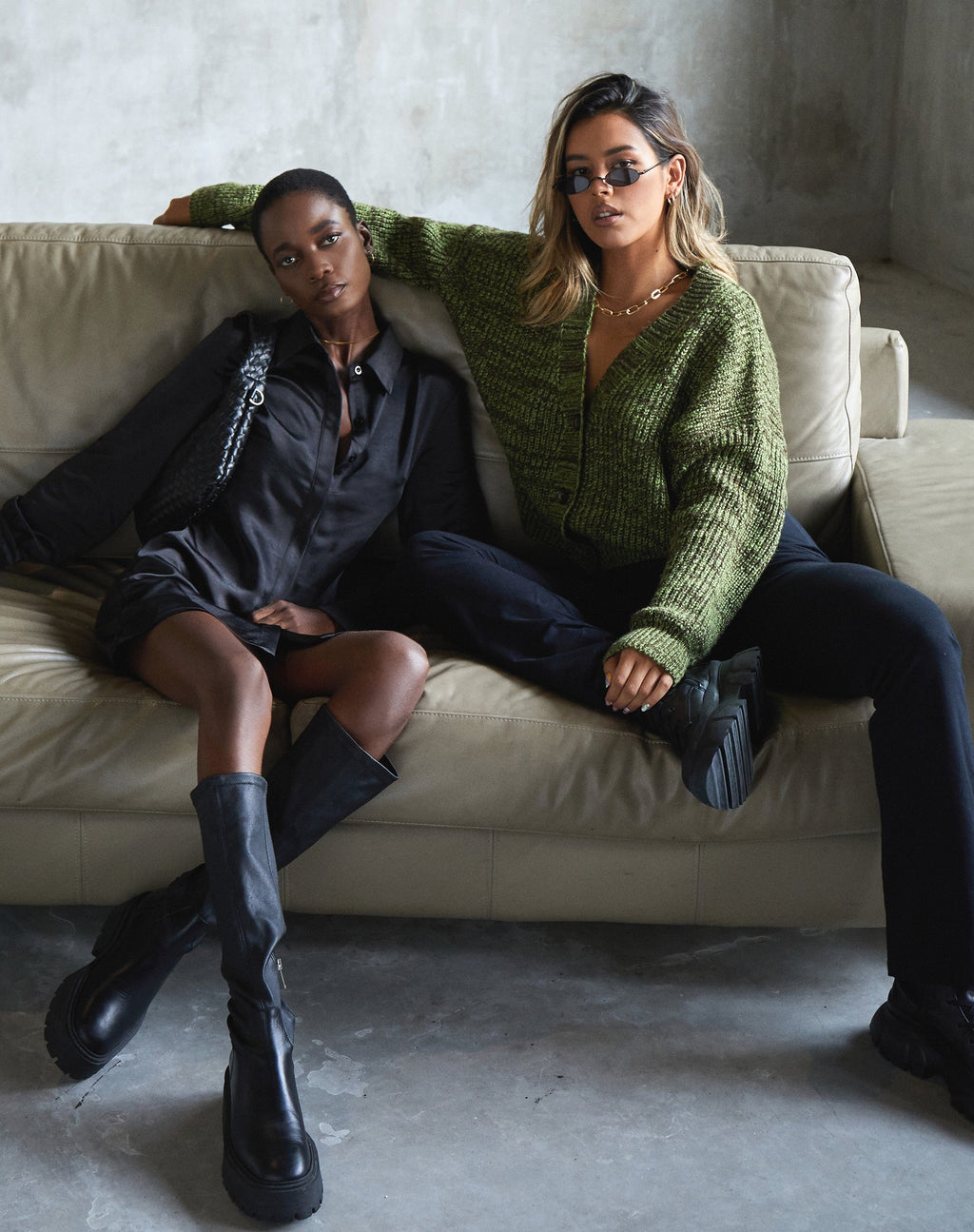 Cardigan Fia in nero e verde