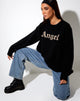 Immagine di Lulees Jumper in maglia nera con angelo in crema