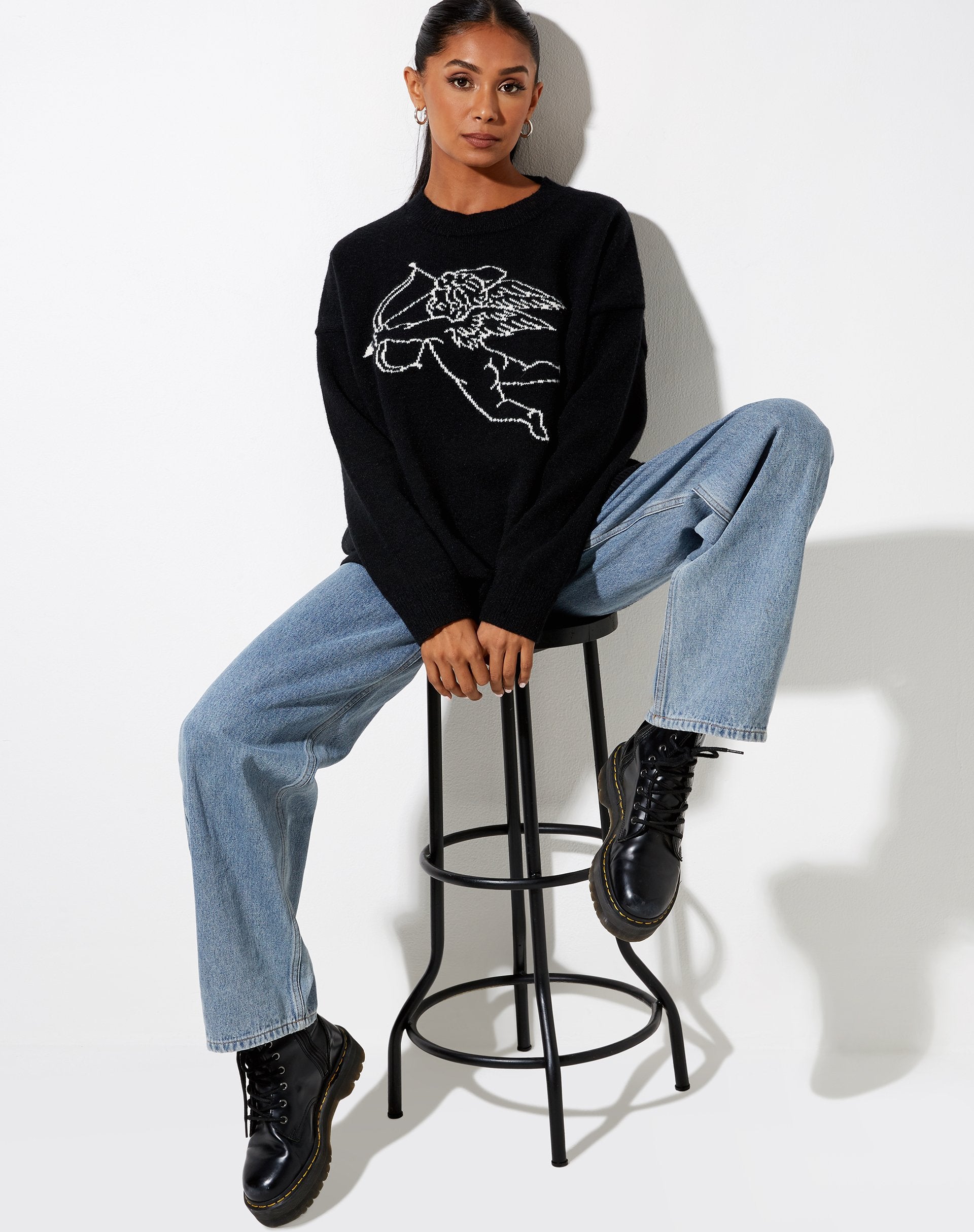 Immagine di Lulees Jumper in maglia nera Cherub Ivory