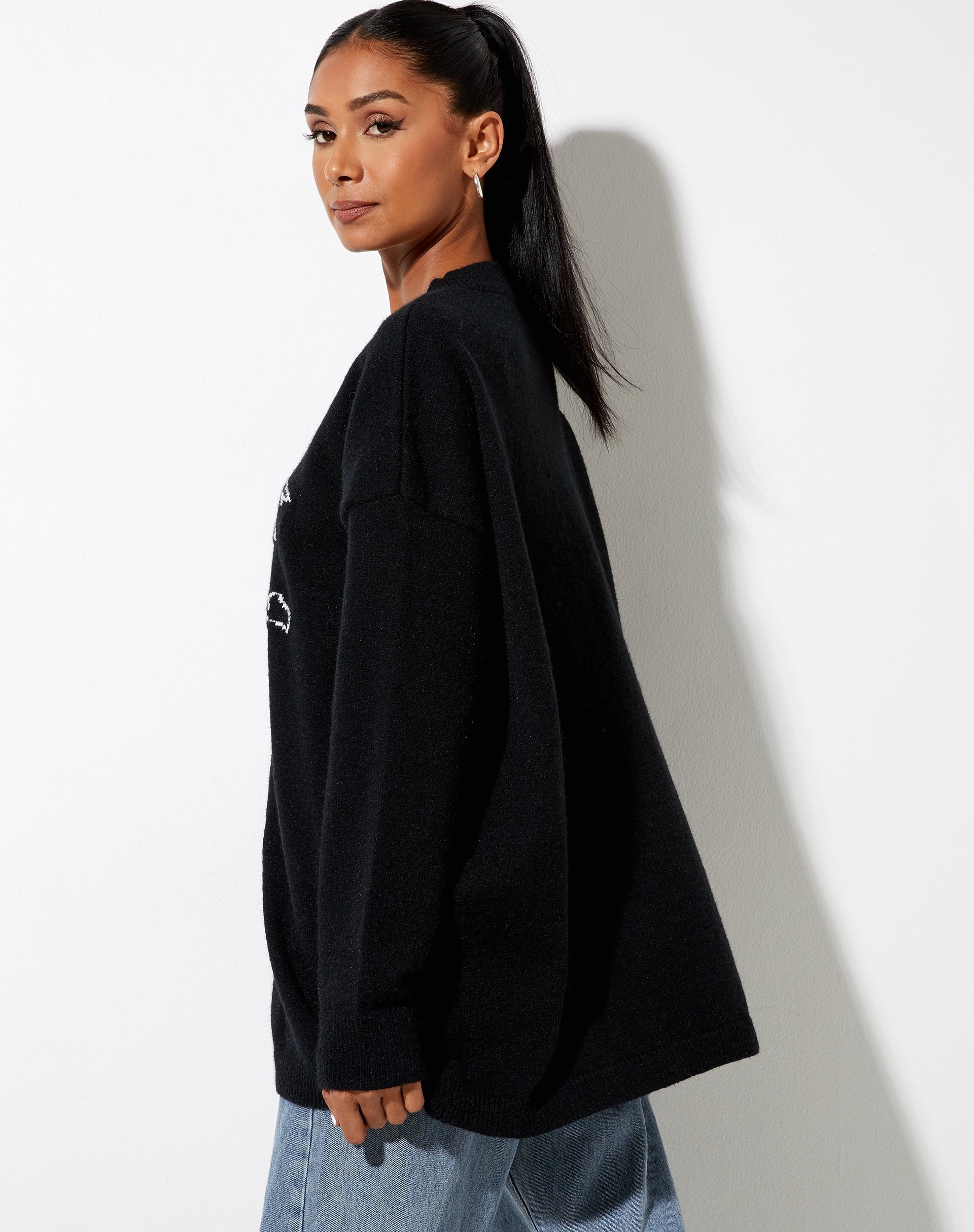 Immagine di Lulees Jumper in maglia nera Cherub Ivory