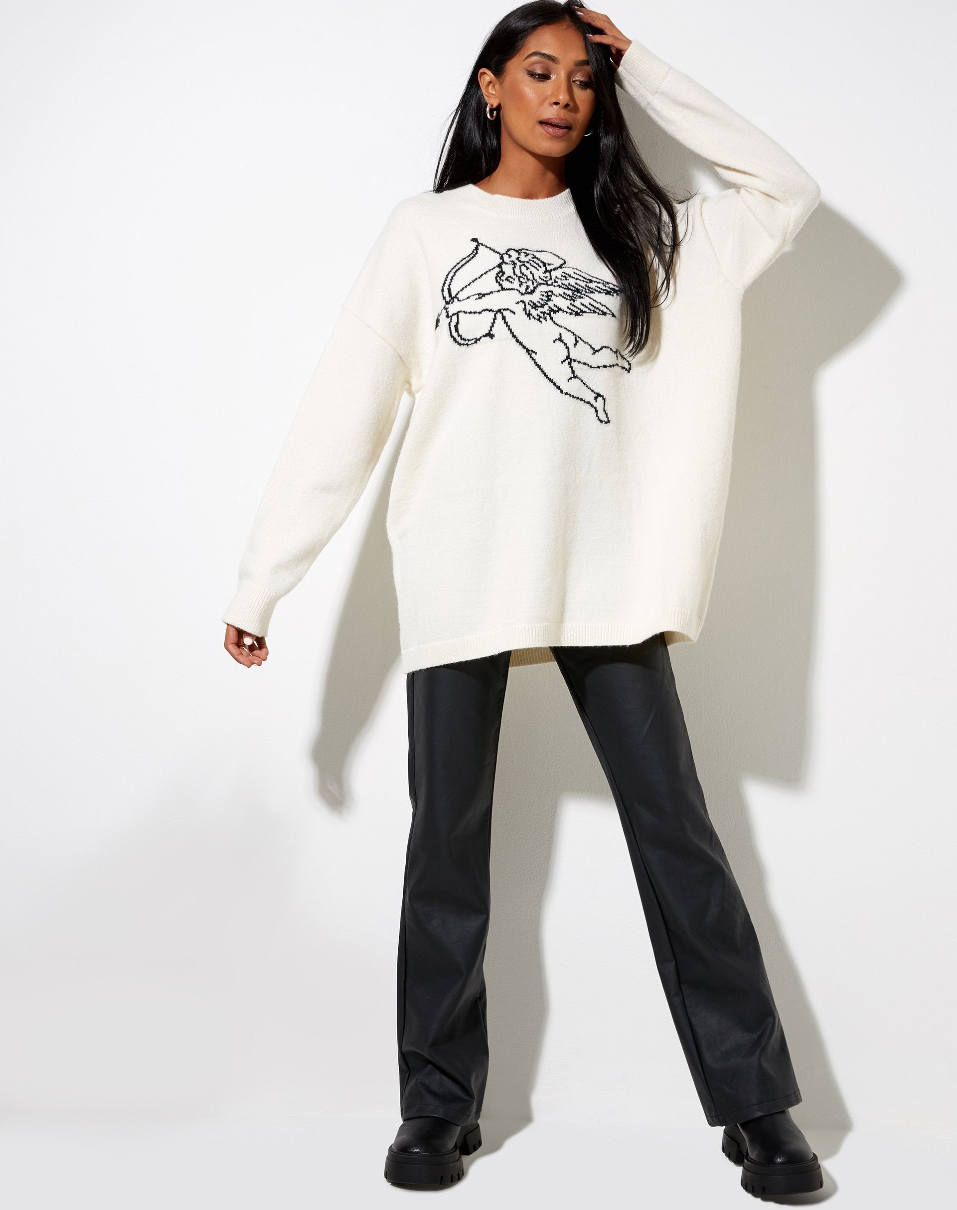 Immagine di Lulees Jumper in maglia avorio cherubino nero