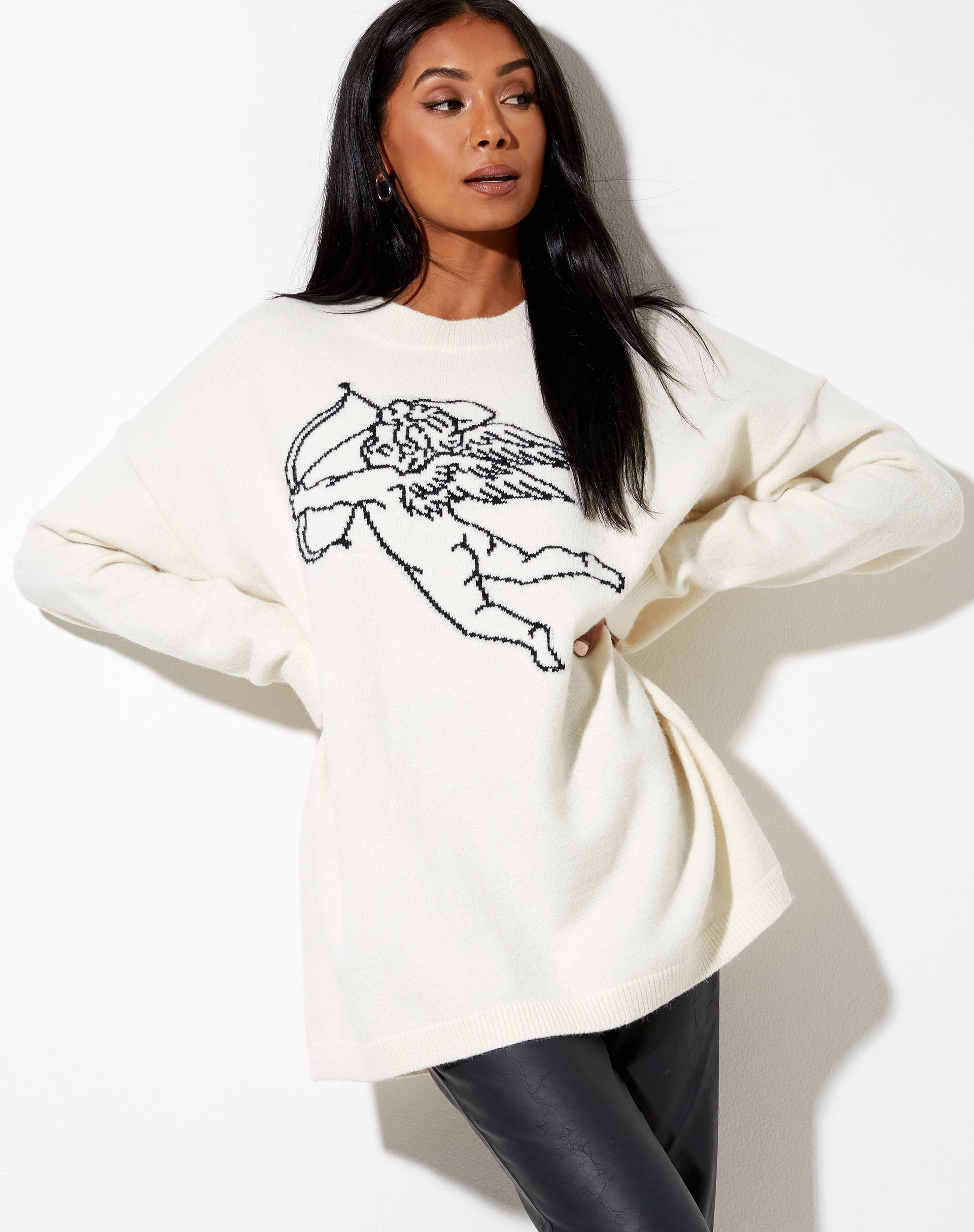 Immagine di Lulees Jumper in maglia avorio cherubino nero