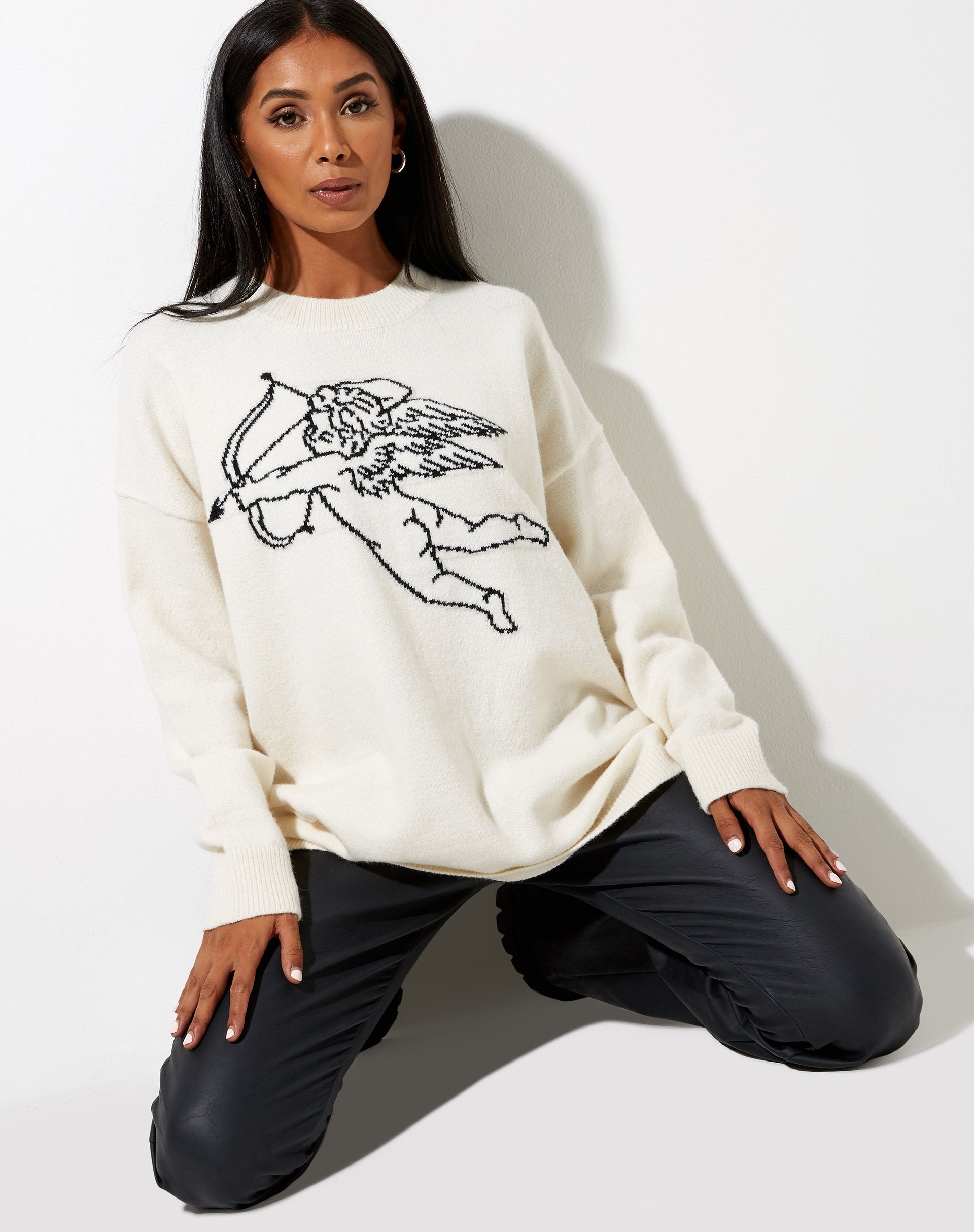 Immagine di Lulees Jumper in maglia avorio cherubino nero