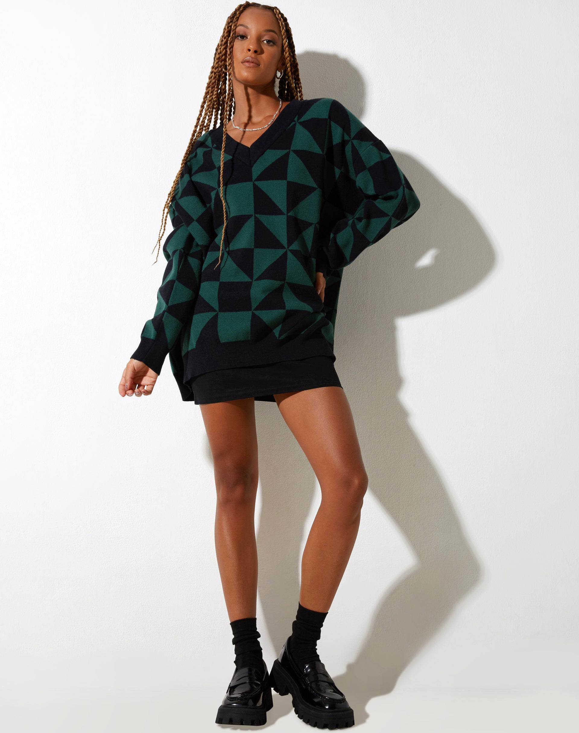 Immagine di Lulees Jumper in Geo Nero e Verde Grande