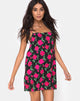 Immagine di Lura Slip Dress in Valeria Rose Nero e Rosso