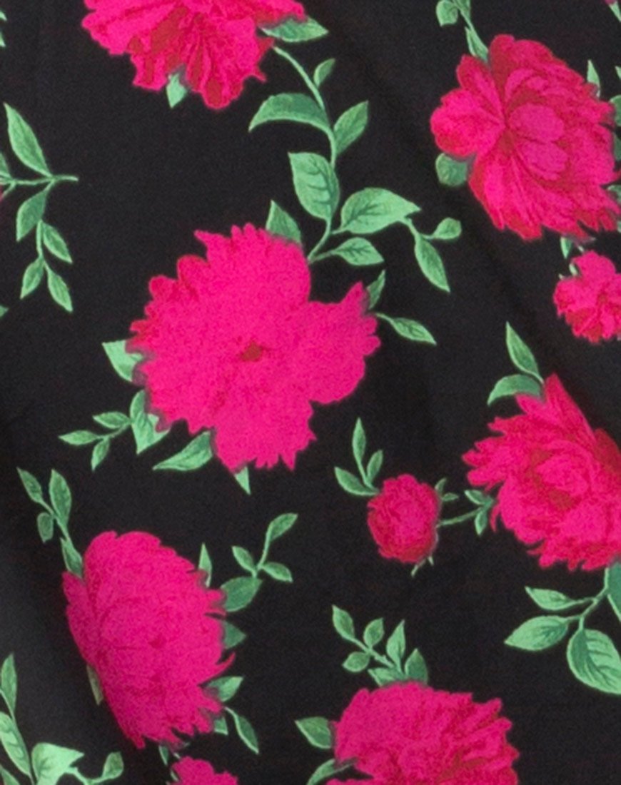 Immagine di Lura Slip Dress in Valeria Rose Nero e Rosso