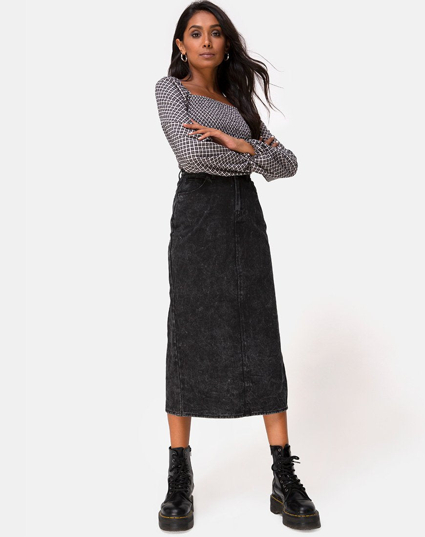 Gonna Lyra Midi in Black Stone Wash