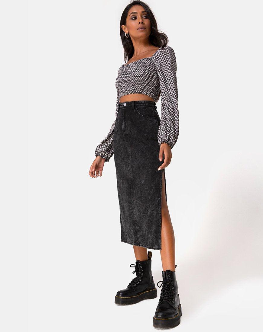 Immagine di Lyra Midi Skirt in Black Stone Wash