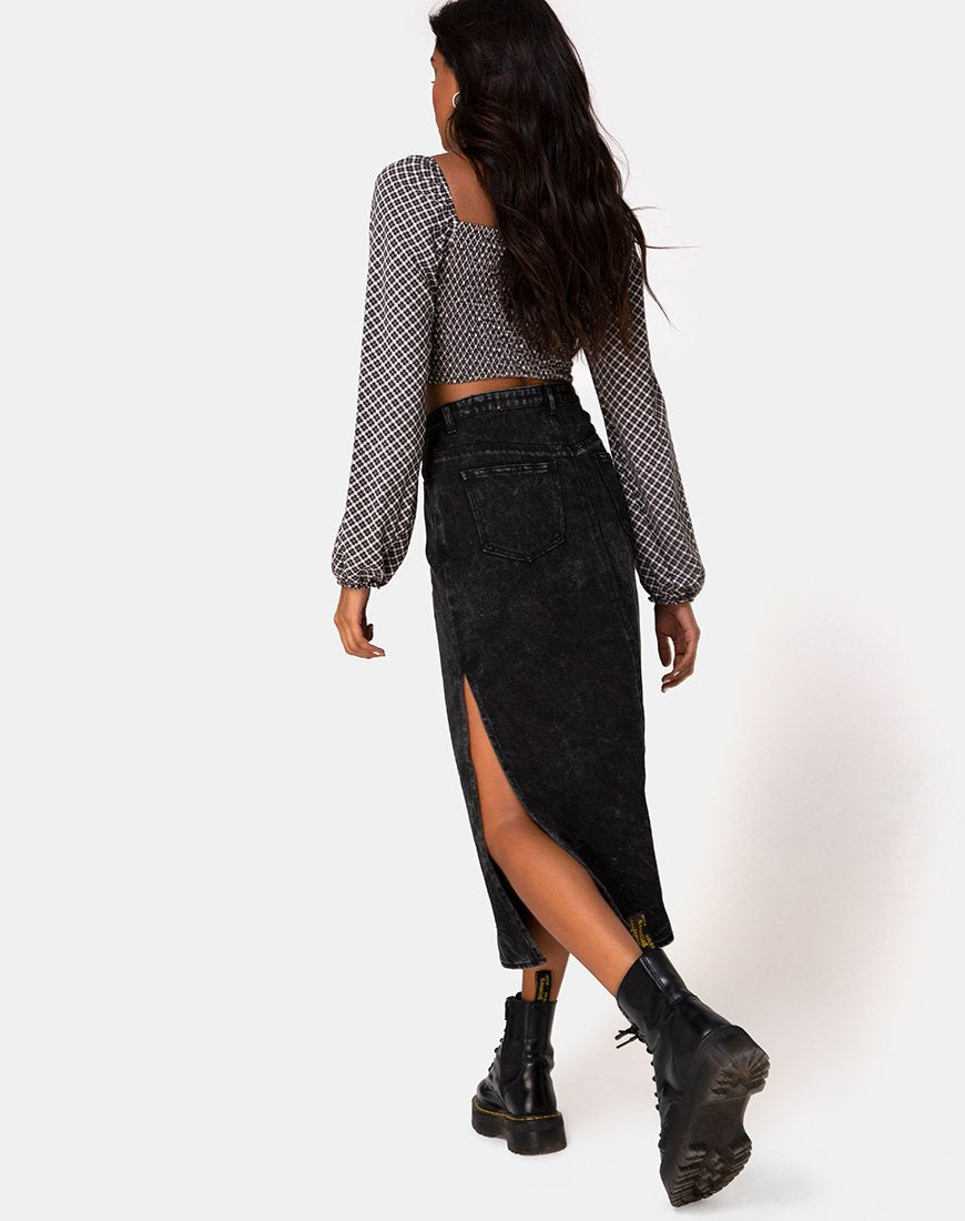 Gonna Lyra Midi in Black Stone Wash