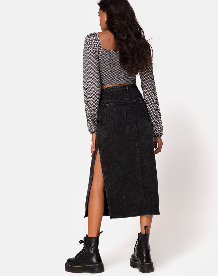 Immagine di Lyra Midi Skirt in Black Stone Wash
