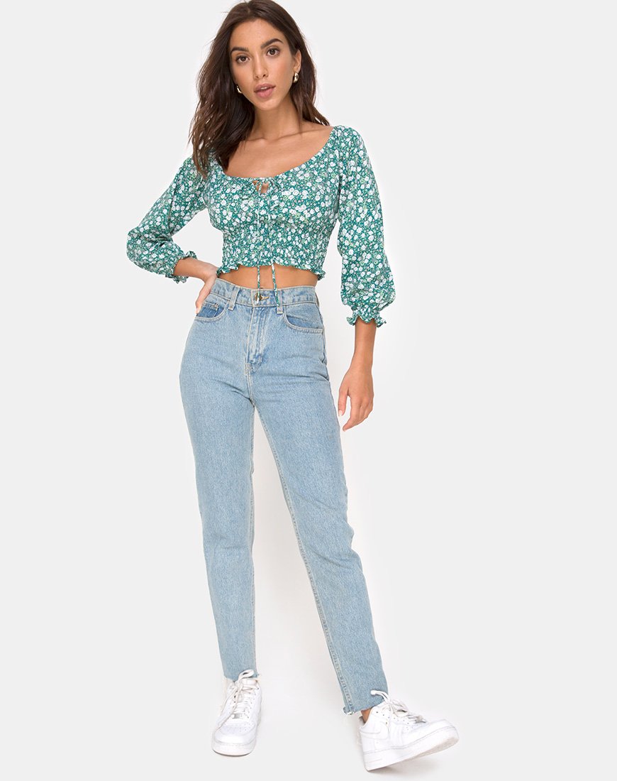Immagine di Lancer Crop Top in verde campo floreale