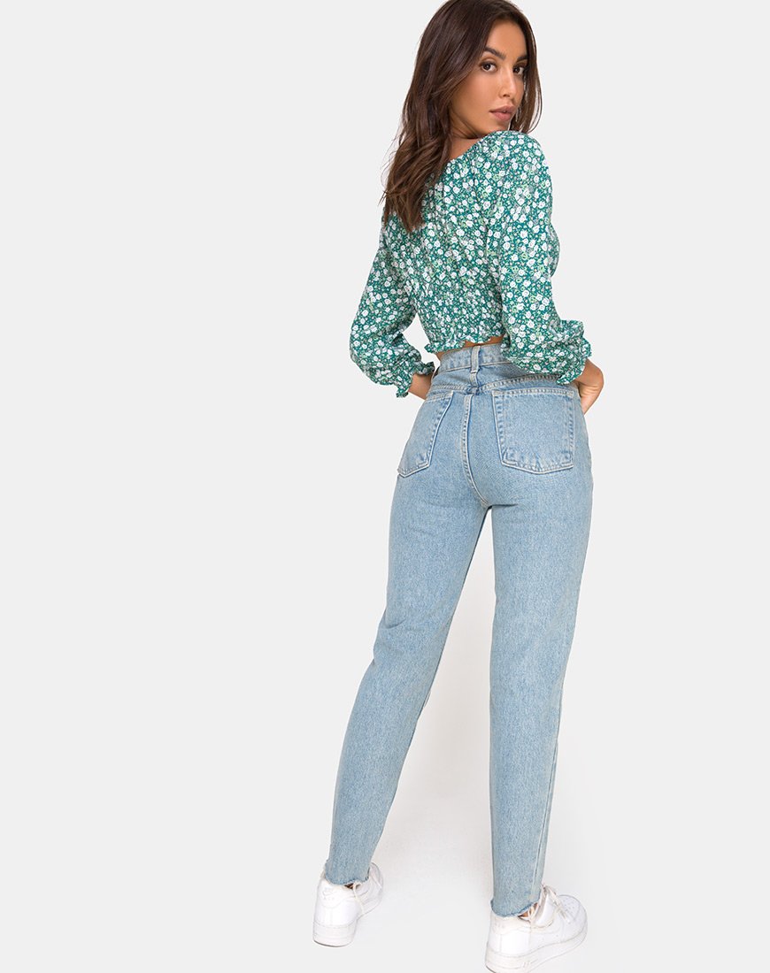 Immagine di Lancer Crop Top in verde campo floreale