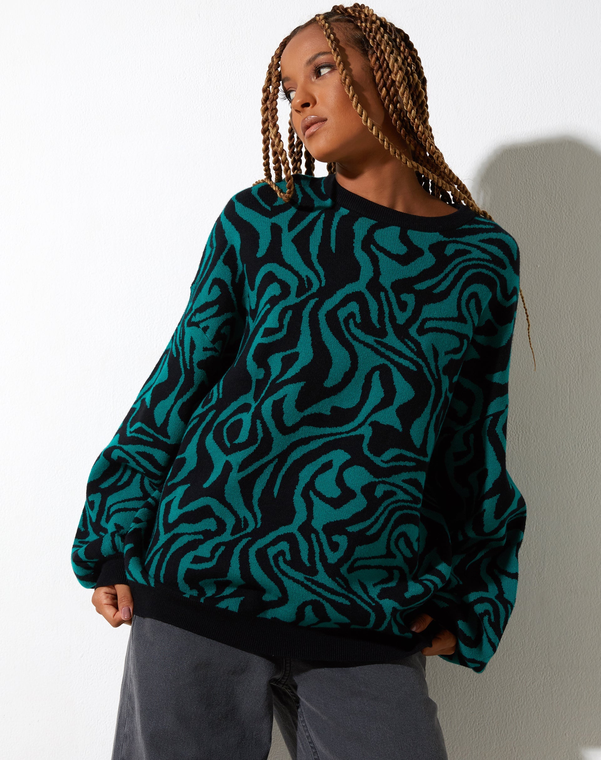 Immagine di Mably Jumper in verde frastagliato e nero