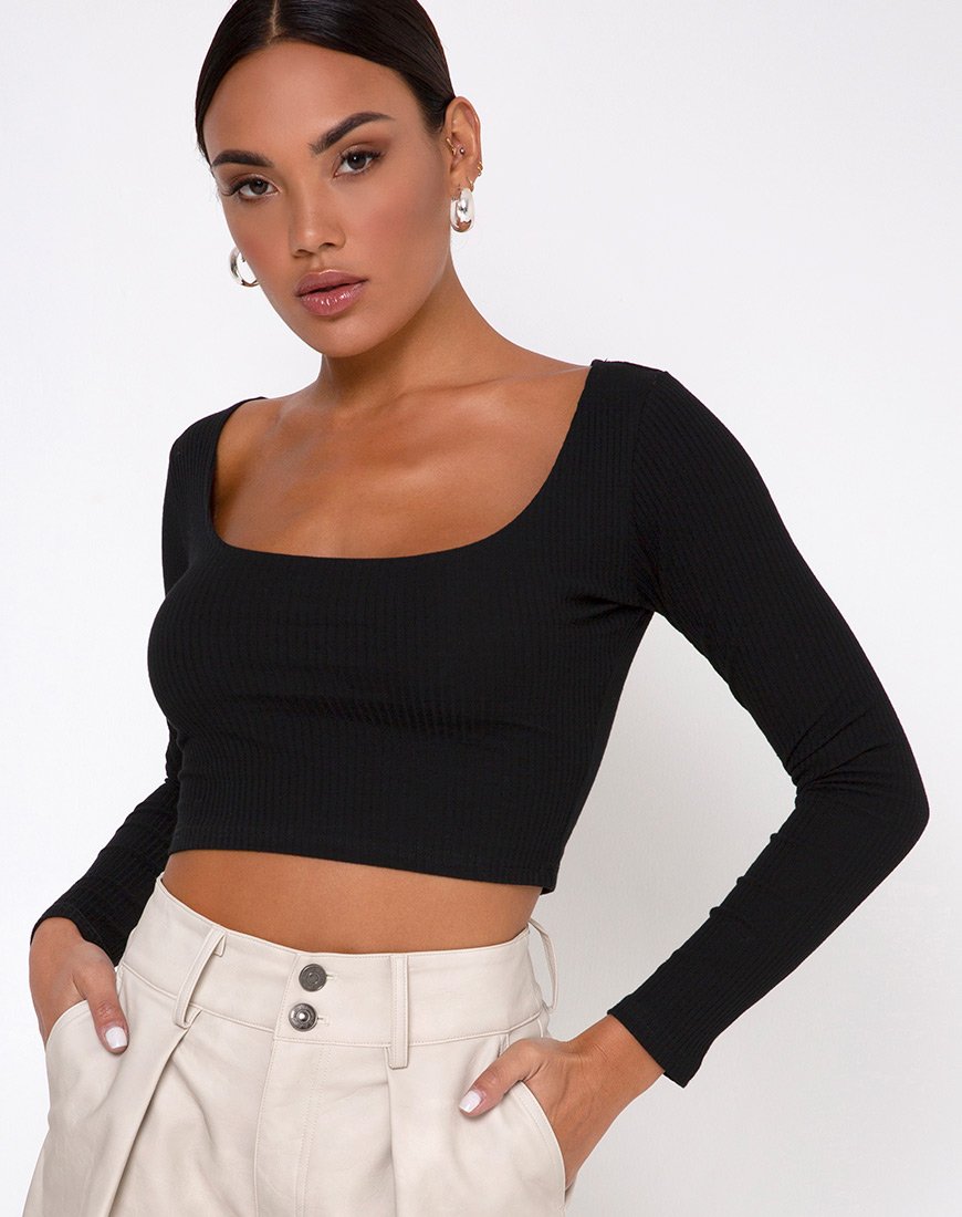 Immagine di Maby Crop Top Rib Nero