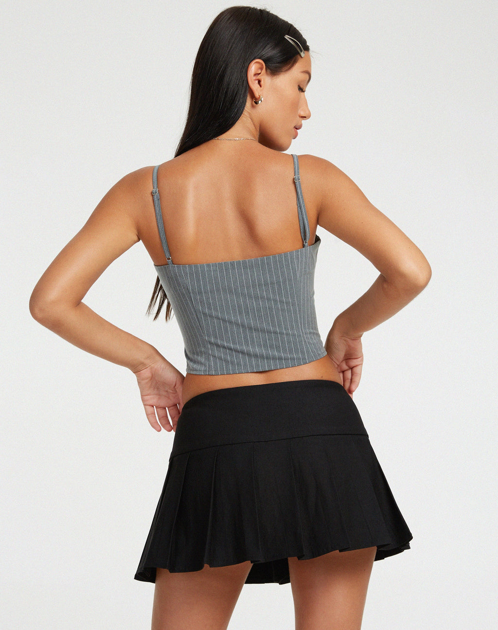 Top Madian in grigio gessato