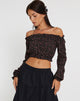immagine di Madley Top Bardot a maniche lunghe in rosa scuro nero