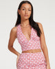 immagine di Nanda Crop Top in Apple Check Blush Red