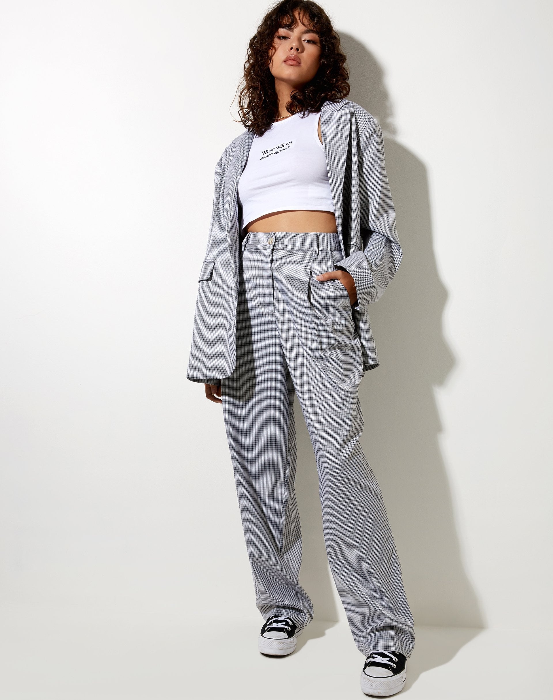 Immagine di Sakila Pantalone piccolo a quadri nero grigio