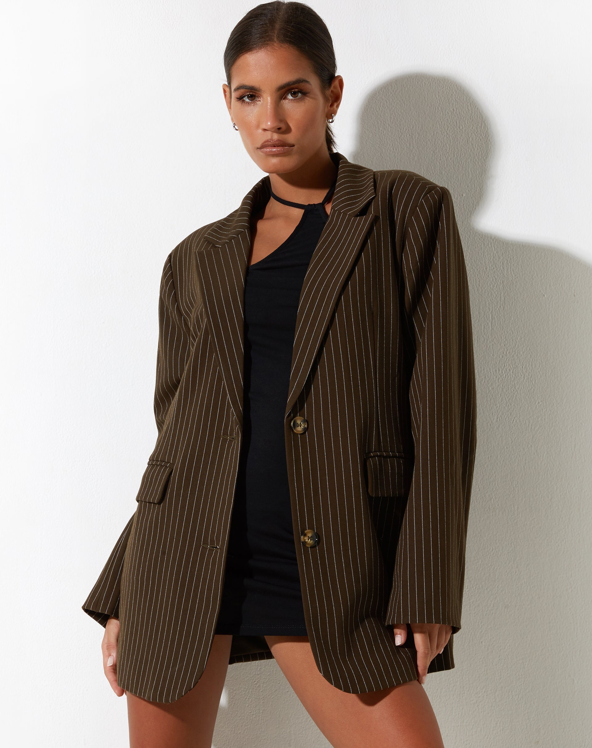 immagine di Maiwa Blazer in gessato marrone