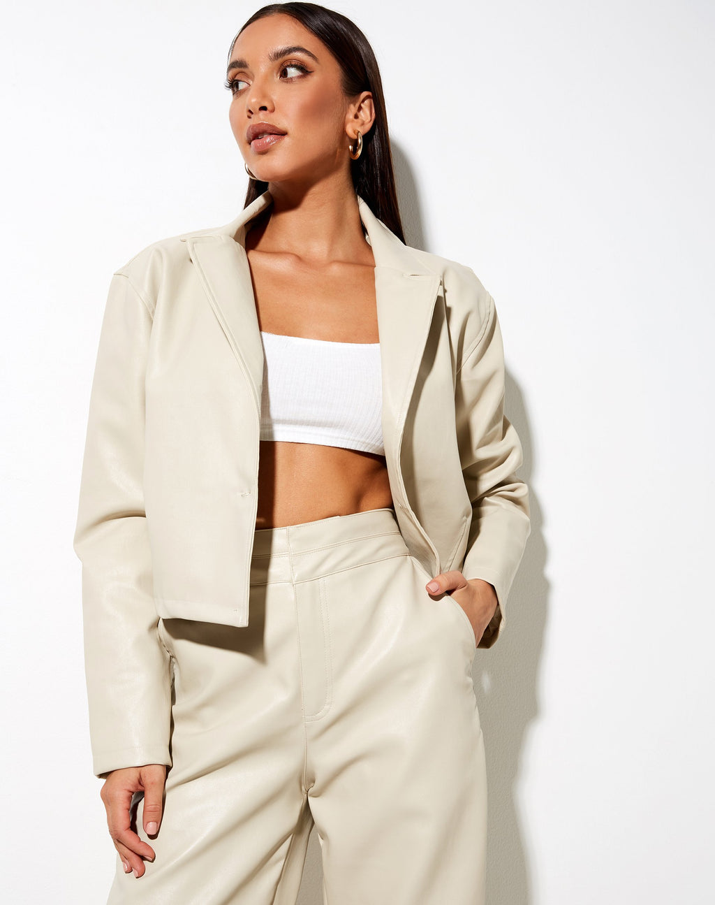 Blazer cropped Maja in Pu Ecru