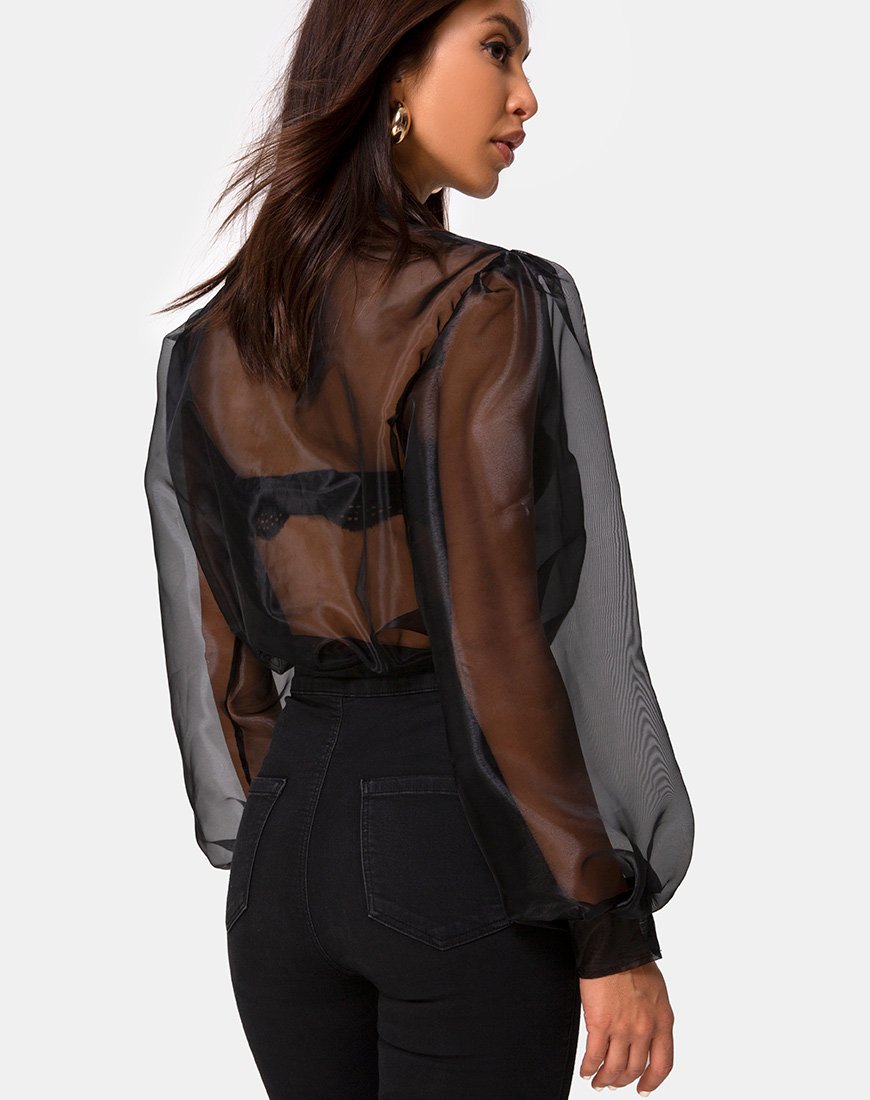 Top Makiza in organza nera
