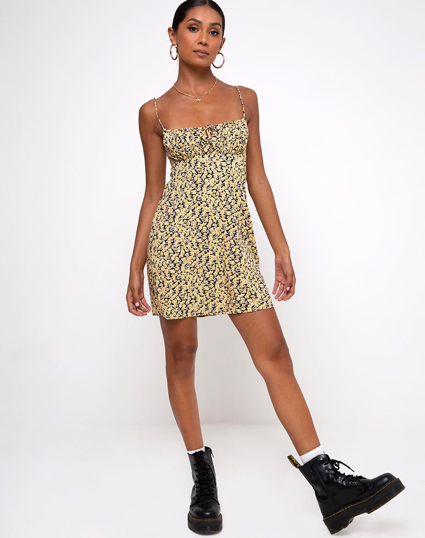 Immagine di Mala Slip Dress in Mini Bloom Giallo