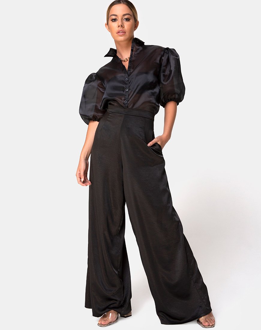 Immagine dei pantaloni Mara in raso nero