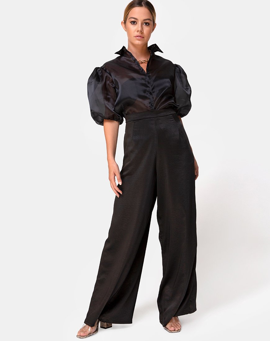 Immagine dei pantaloni Mara in raso nero