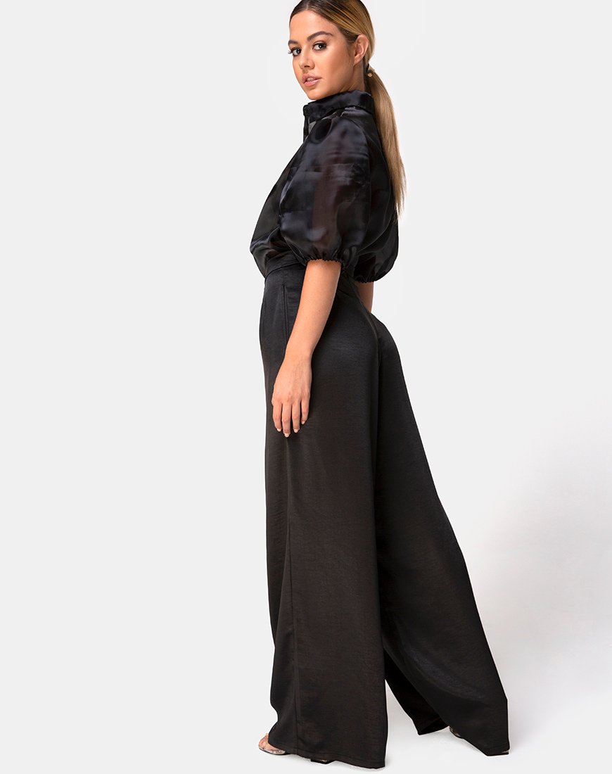 Immagine dei pantaloni Mara in raso nero