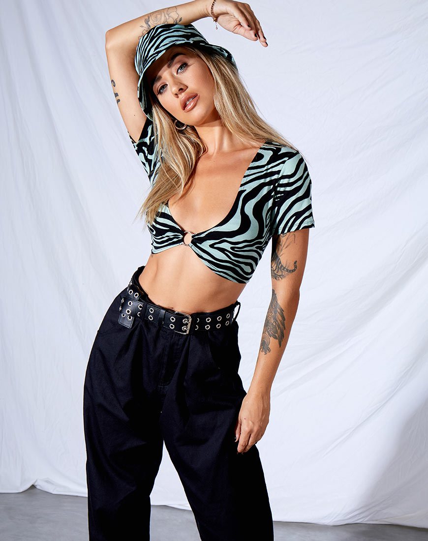 Immagine di Malz Crop Top in Wavey Zebra Mint