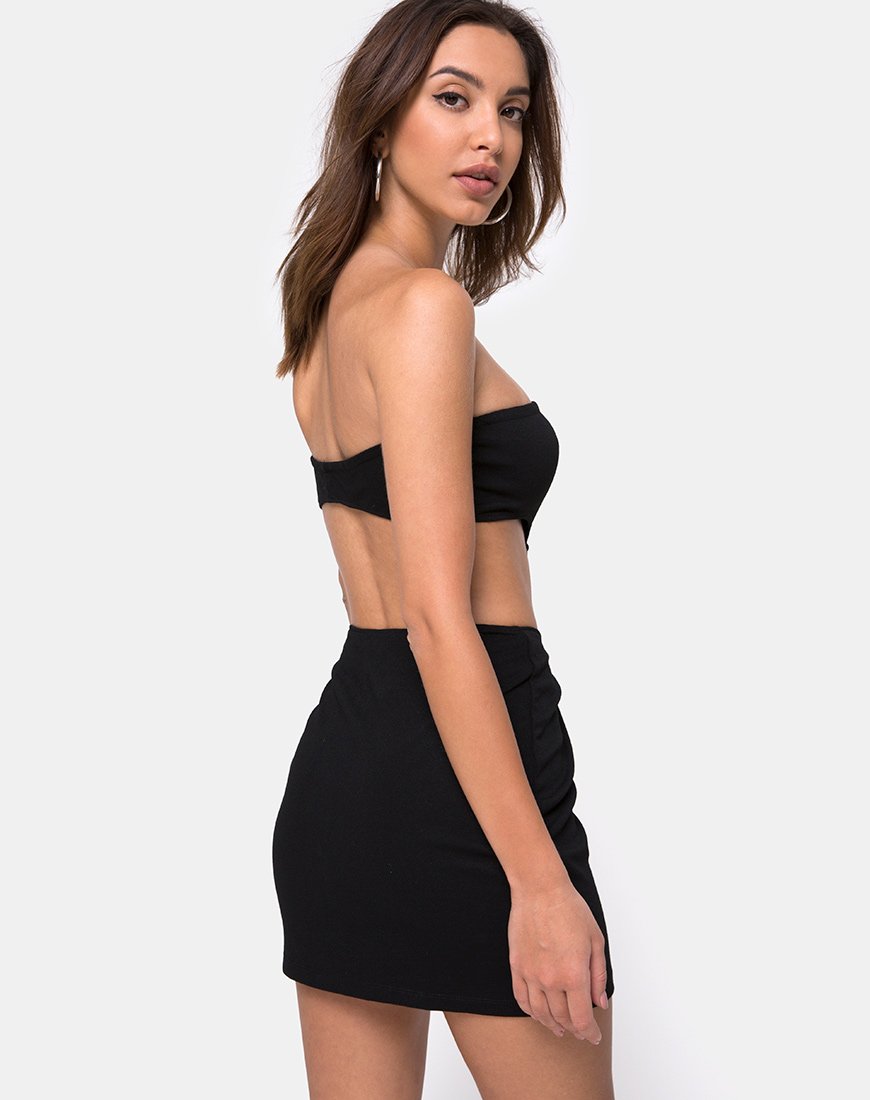 Immagine di Maraya Mini Dress in nero con fibbia d'argento