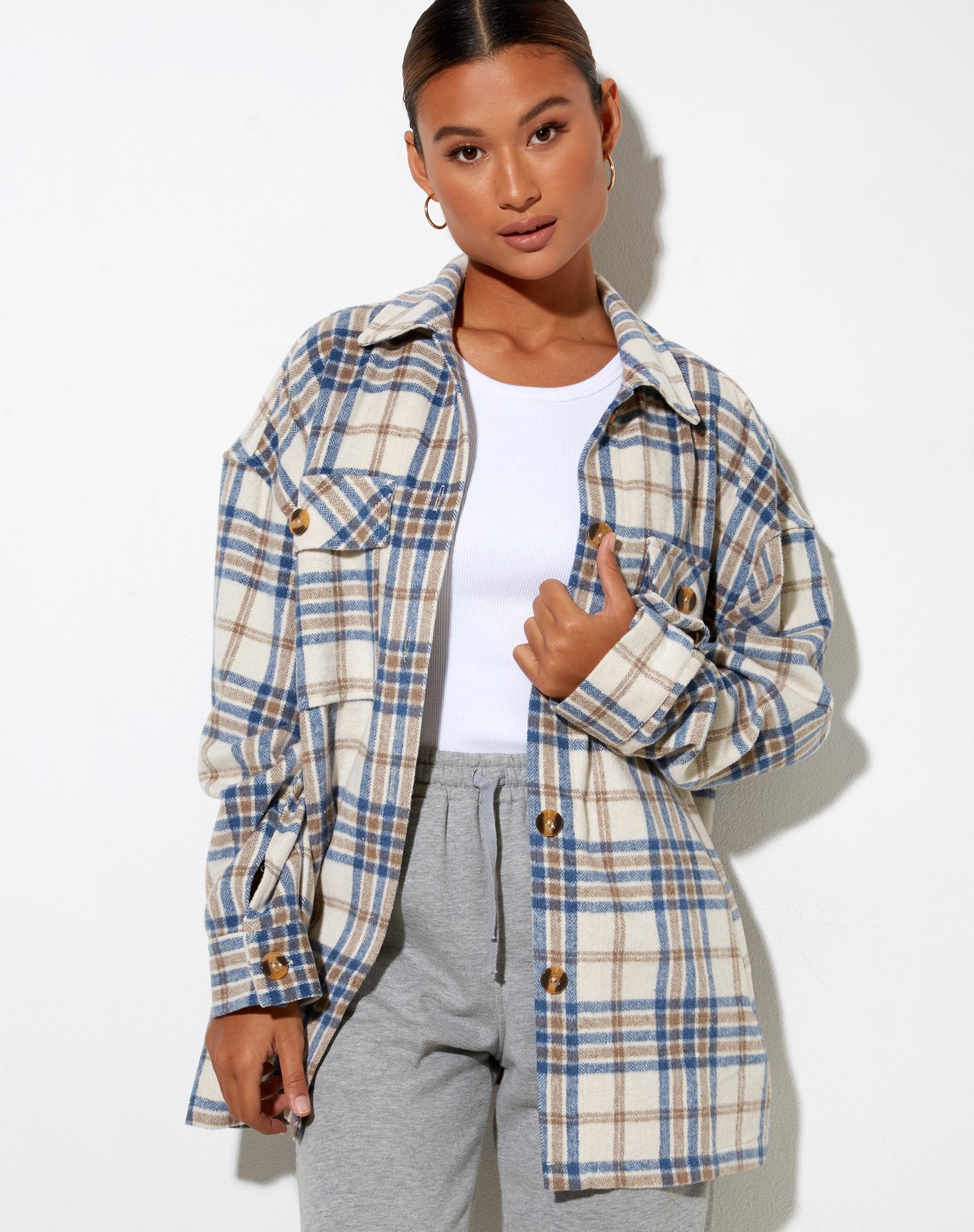 Immagine di Marcel Shirt in Big Check White Blue Tan