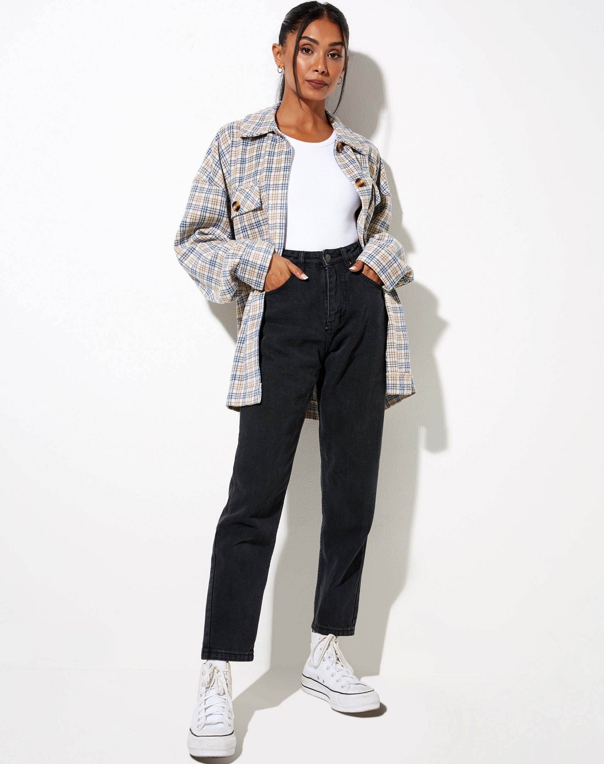 Immagine di Marcel Shirt in Small Check White Blue Tan