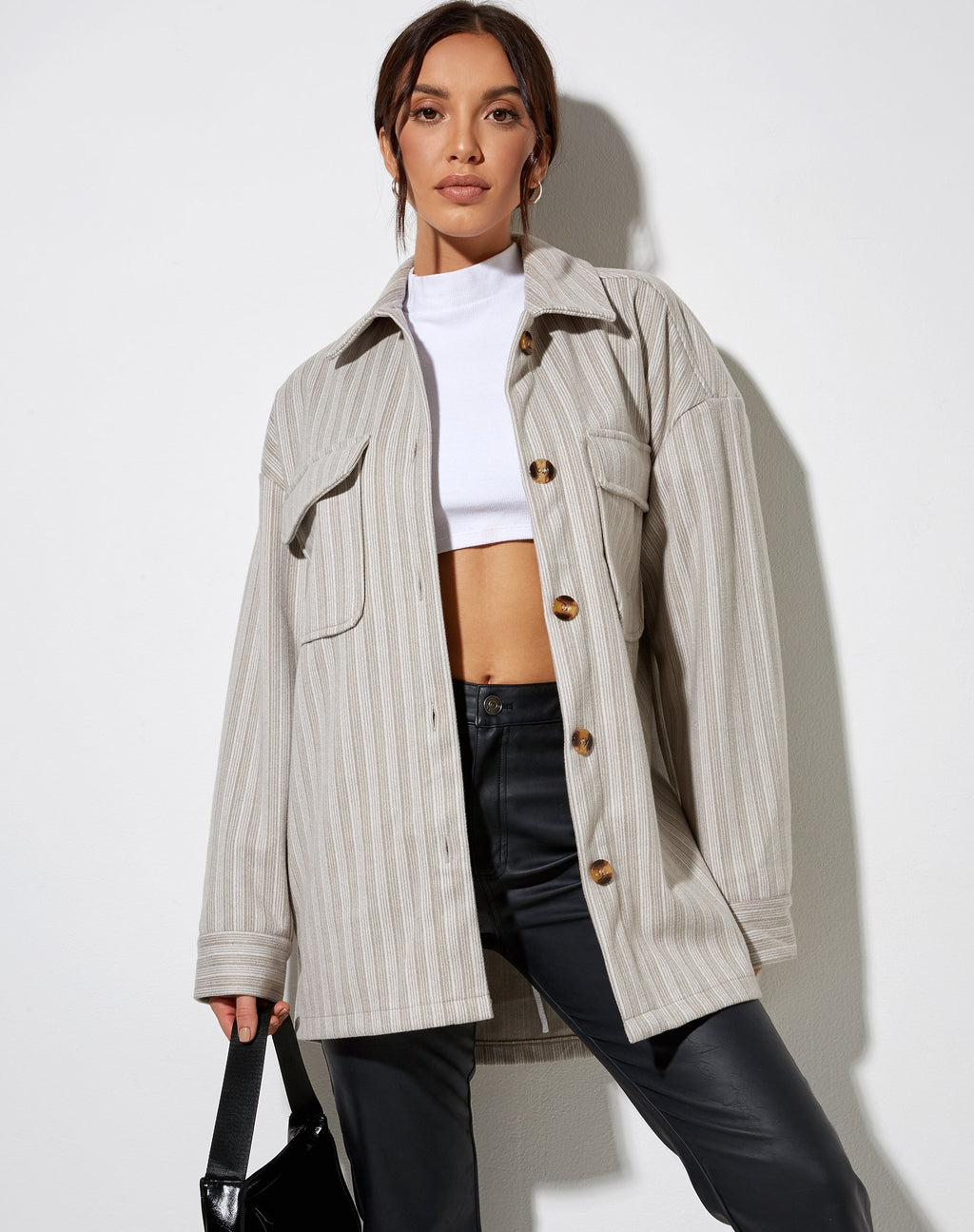 Camicia Marcella a righe grigio tonale