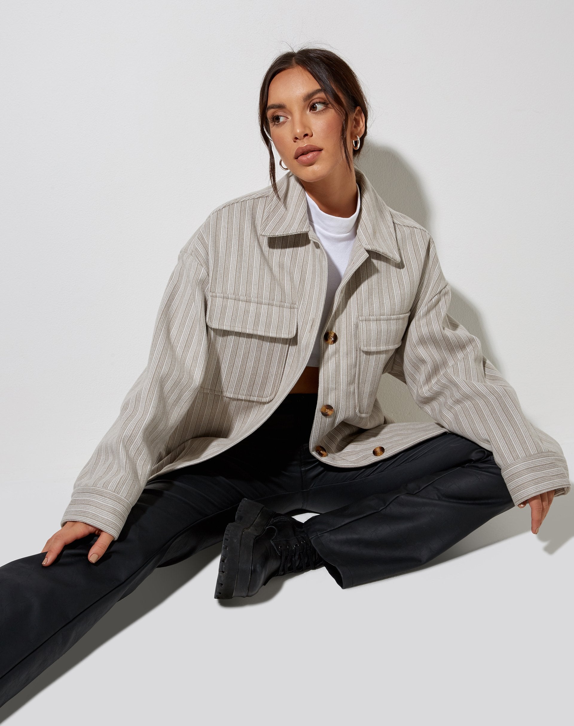 Immagine di Marcella Shirt in Stripe Tonal Grey