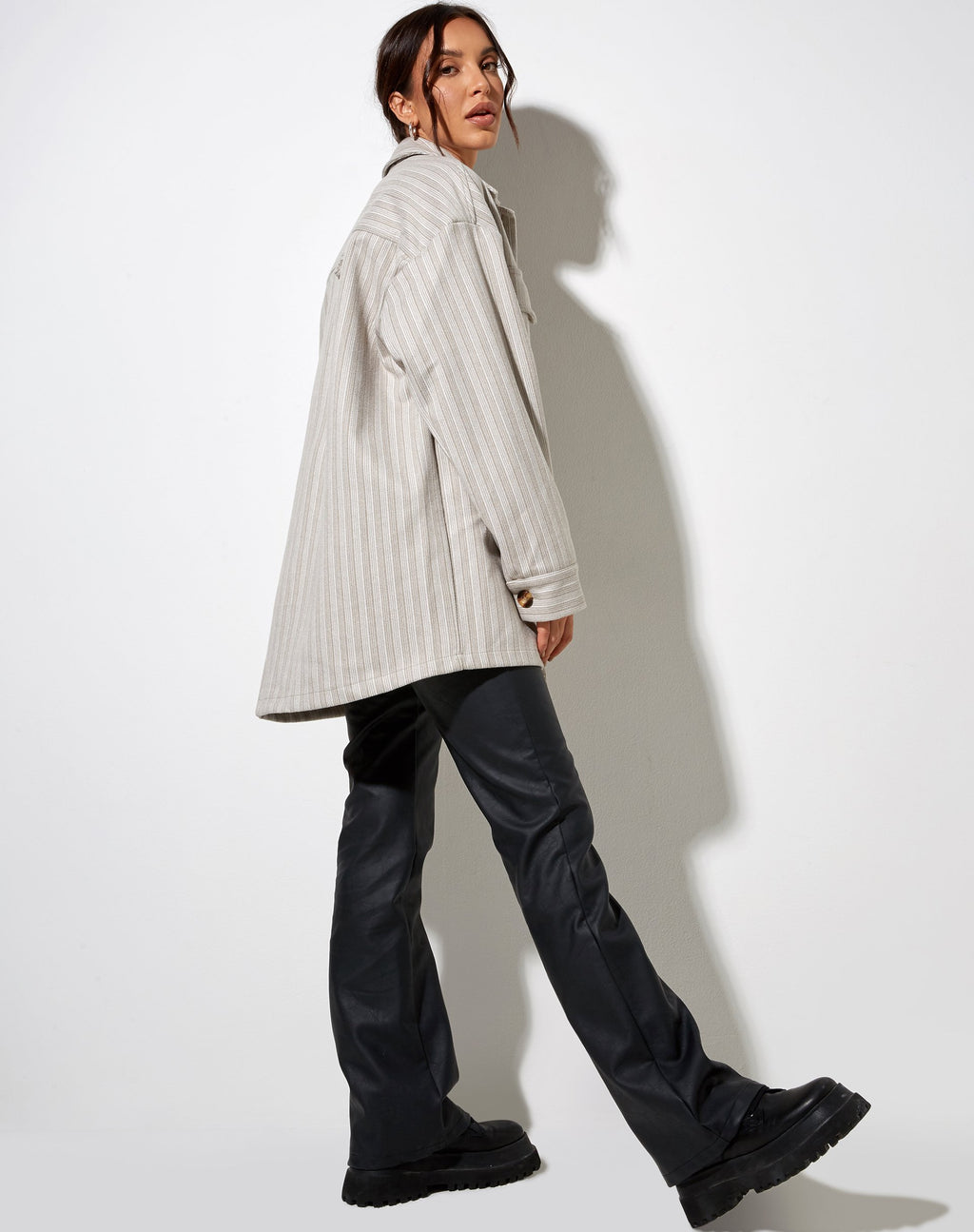 Camicia Marcella a righe grigio tonale