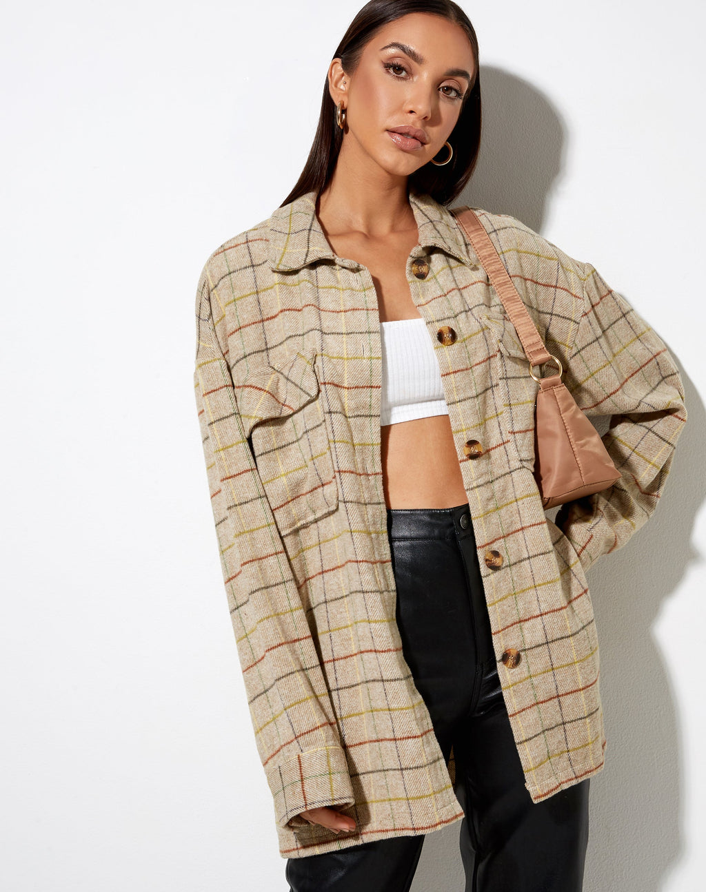Camicia Marcella a quadri marrone giallo verde