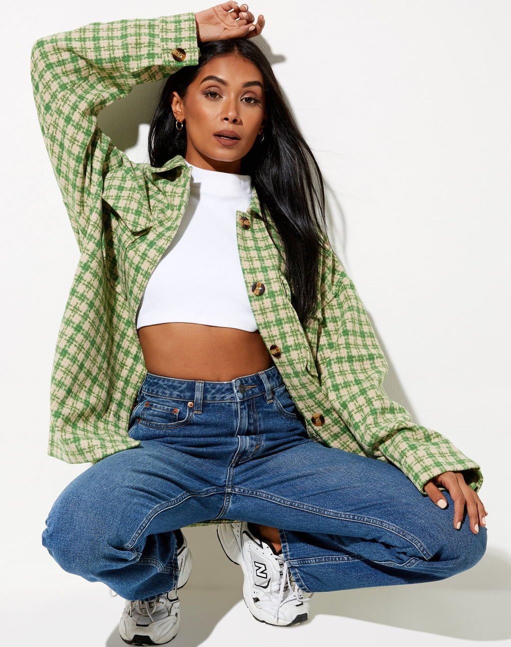 Camicia Marcella a quadri verde e crema
